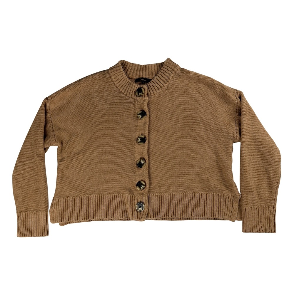 Quince Women's Organic Cotton Cropped Cardigan Camel Brown Small - Picture 6 of 10